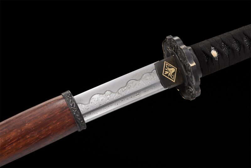 Miecz Damasceński Katana Z Prawdziwym Hamonem